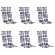 Vidaxl tuinstoelkussens 6 st 120x50x3 cm stof ruitpatroon grijs - afbeelding 3