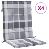 Vidaxl tuinstoelkussens 4 st 100x50x3 cm oxford stof ruitpatroon grijs - afbeelding 2