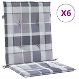 Vidaxl tuinstoelkussens 6 st 100x50x3 cm oxford stof ruitpatroon grijs - afbeelding 2