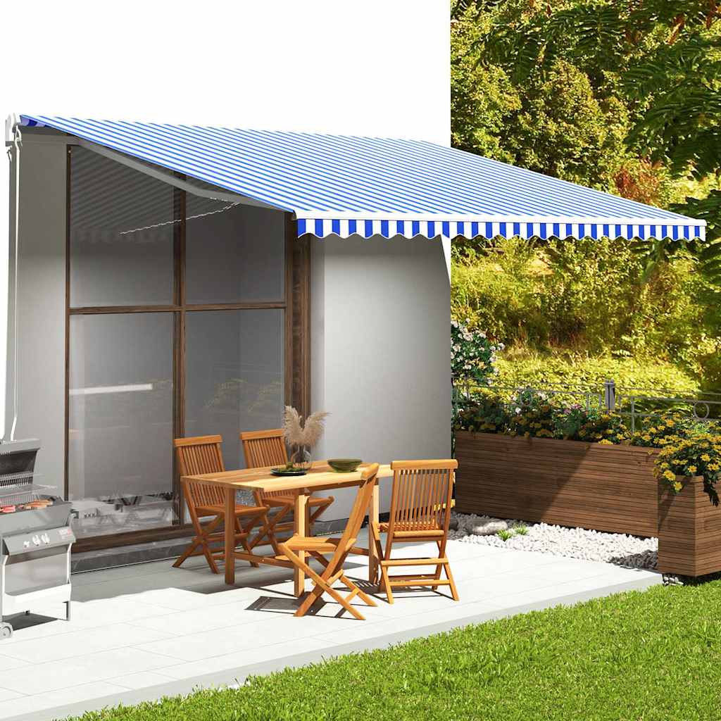 Vidaxl vervangingsdoek voor luifel 500x350 cm polyester blauw en wit