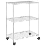 Vidaxl opbergrek met wielen 3-laags 150 kg 60x35x81 cm chroomkleurig - afbeelding 2