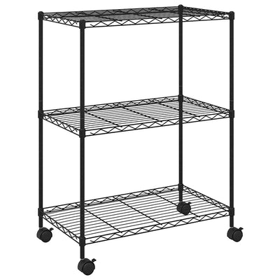 Vidaxl opbergrek met wielen 3-laags 60x35x81 cm 150 kg zwart