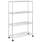 Vidaxl opbergrek 4-laags met wielen 200 kg 90x35x142 cm chroomkleurig - afbeelding 2