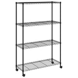Vidaxl opbergrek 4-laags met wielen 200 kg 90x35x142 cm zwart - afbeelding 2