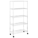 Vidaxl opbergrek 5-laags met wielen 250 kg 75x35x155 cm chroomkleurig - afbeelding 2