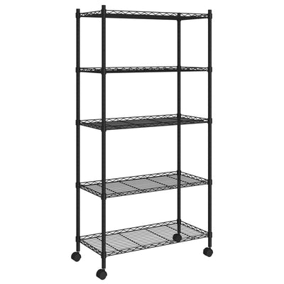 Vidaxl opbergrek 5-laags met wielen 250 kg 75x35x155 cm zwart
