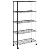 Vidaxl opbergrek 5-laags met wielen 250 kg 75x35x155 cm zwart - afbeelding 2