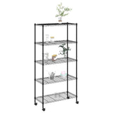 Vidaxl opbergrek 5-laags met wielen 250 kg 75x35x155 cm zwart - afbeelding 3