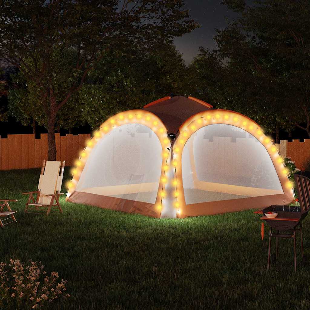 Vidaxl partytent met led en 4 zijwanden 3,6x3,6x2,3 m grijs en oranje