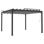 VidaXL Prieel met lamellendak 3x3 m stof en aluminium antracietkleurig - afbeelding 2