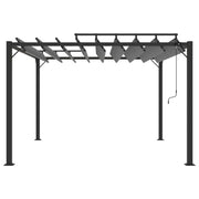 VidaXL Prieel met lamellendak 3x3 m stof en aluminium antracietkleurig - afbeelding 3