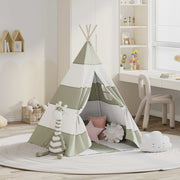 Vidaxl kindertent grijs en wit 120 x 120 x 150 cm massief grenenhout - afbeelding 1
