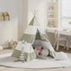 Vidaxl kindertent grijs en wit 120 x 120 x 150 cm massief grenenhout