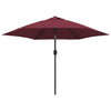 Vidaxl parasol met led-verlichting en stalen paal 300 cm bordeauxrood