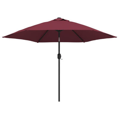 Vidaxl parasol met led-verlichting en stalen paal 300 cm bordeauxrood