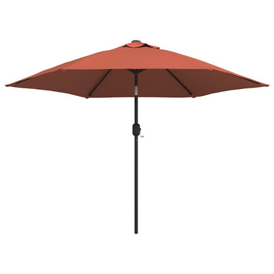 Vidaxl parasol met led-verlichting en stalen paal 300 cm terracotta