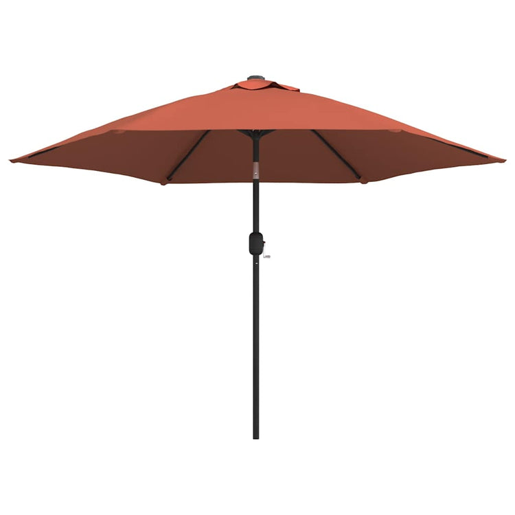 Vidaxl parasol met led-verlichting en stalen paal 300 cm terracotta