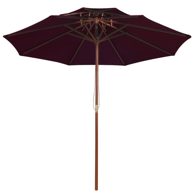 Vidaxl parasol dubbeldekker met houten paal 270 cm bordeauxrood