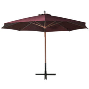 Vidaxl zweefparasol met paal 3,5x2,9 m massief vurenhout bordeauxrood - afbeelding 3