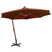 Vidaxl zweefparasol met paal 3,5x2,9 m massief vurenhout terracotta - afbeelding 1