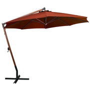 Vidaxl zweefparasol met paal 3,5x2,9 m massief vurenhout terracotta - afbeelding 2