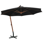 Vidaxl zweefparasol met paal 3,5x2,9 m massief vurenhout zwart - afbeelding 1