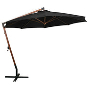Vidaxl zweefparasol met paal 3,5x2,9 m massief vurenhout zwart - afbeelding 2