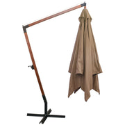Vidaxl zweefparasol met paal 3x3 m massief vurenhout taupe - afbeelding 3