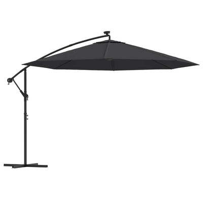 Vidaxl zweefparasol met led-verlichting 350 cm zwart