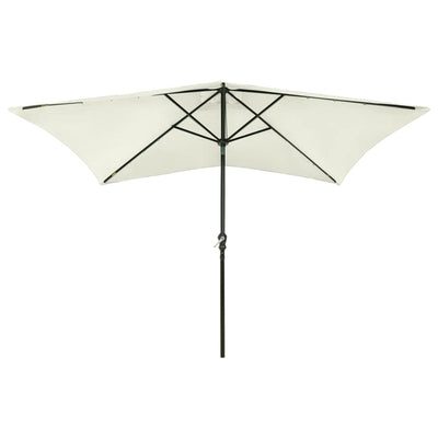 Vidaxl parasol met led's en stalen paal 2x3 m zandkleurig