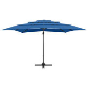 Vidaxl parasol 4-laags met aluminium paal 250x250 cm azuurblauw - afbeelding 3