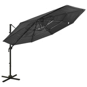 Vidaxl parasol 4-laags met aluminium paal 3x3 m antracietkleurig - afbeelding 1