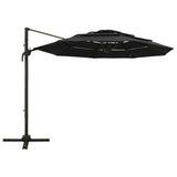 Vidaxl parasol 4-laags met aluminium paal 3x3 m zwart - afbeelding 2