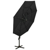 Vidaxl parasol 4-laags met aluminium paal 3x3 m zwart - afbeelding 3