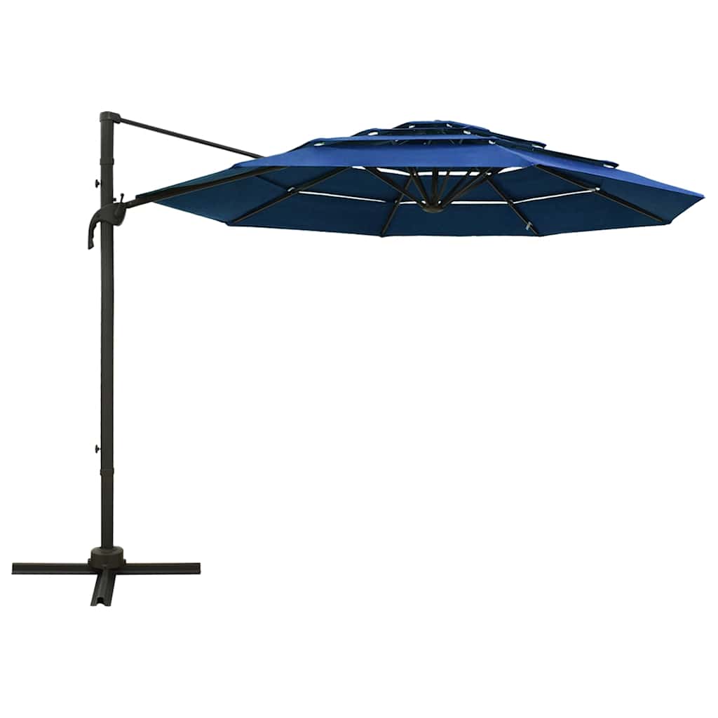 Vidaxl parasol 4-laags met aluminium paal 3x3 m azuurblauw