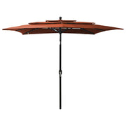 Vidaxl parasol 3-laags met aluminium paal 2,5x2,5 m terracottakleurig - afbeelding 1
