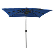 Vidaxl parasol 3-laags met aluminium paal 2,5x2,5 m azuurblauw - afbeelding 2