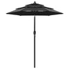 Vidaxl parasol 3-laags met aluminium paal 2 m zwart