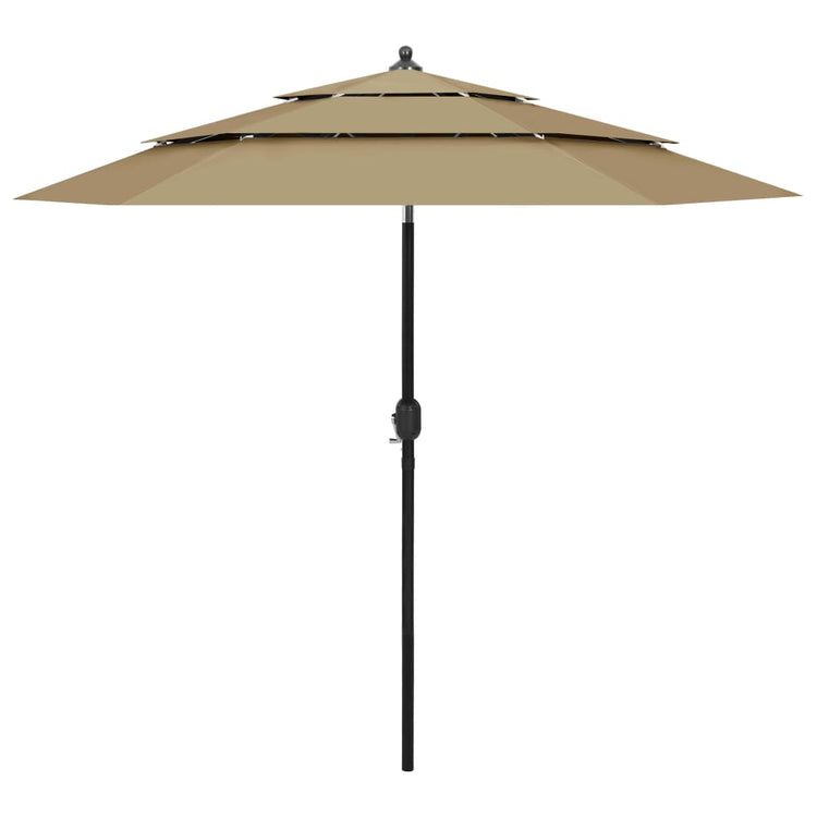 Vidaxl parasol 3-laags met aluminium paal 2,5 m taupe