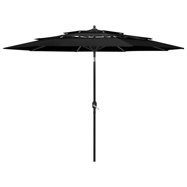Vidaxl parasol 3-laags met aluminium paal 3 m zwart