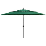 Vidaxl parasol 3-laags met aluminium paal 3,5 m groen - afbeelding 1