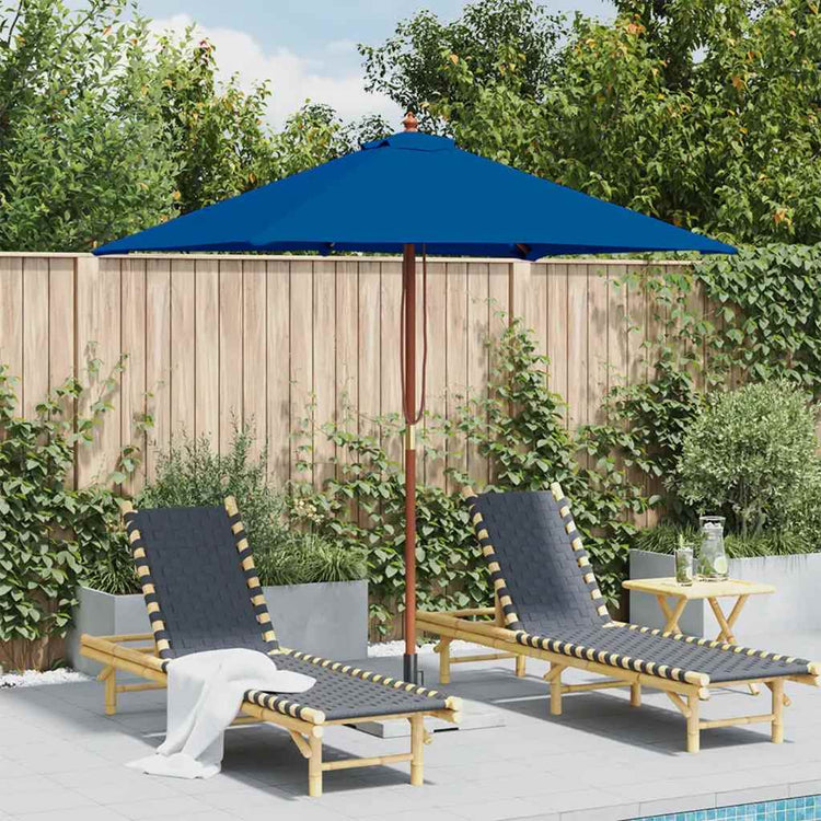 Vidaxl parasol met houten paal 150x200 cm blauw