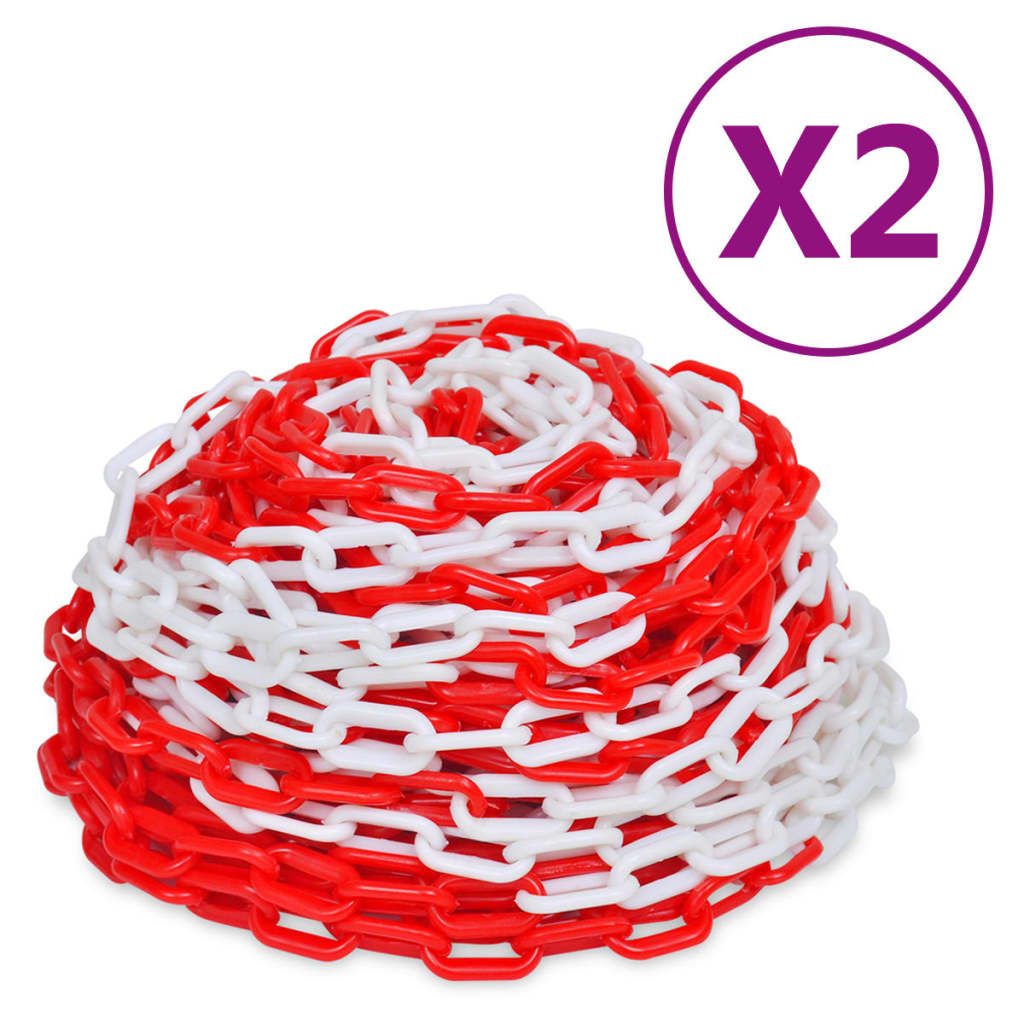 Vidaxl veiligheidskettingen 2 st 30 m kunststof rood en wit