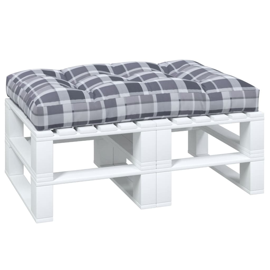 Vidaxl palletkussen 120x80x12 cm stof ruitpatroon grijs