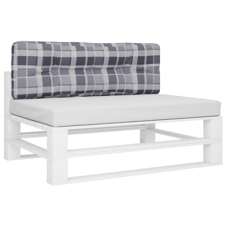 VidaXL Palletkussen 120x40x12 cm stof ruitpatroon grijs