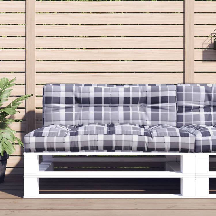 VidaXL Palletkussen 120x40x12 cm stof ruitpatroon grijs