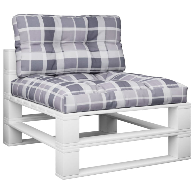 VidaXL Palletkussens 2 st ruitpatroon stof grijs