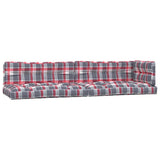 Vidaxl palletkussens 5 st ruitpatroon stof rood - afbeelding 2