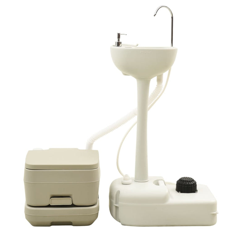 Vidaxl kampeertoilet- en wasbakset 10+10 en 20 l grijs