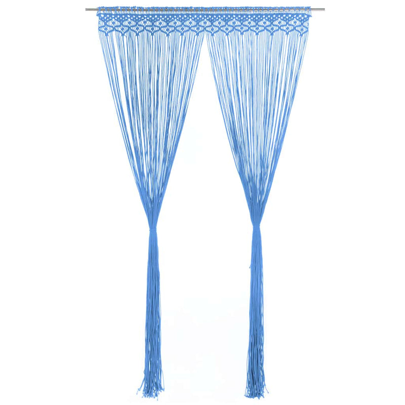 Vidaxl gordijn macramé 140x240 cm katoen blauw